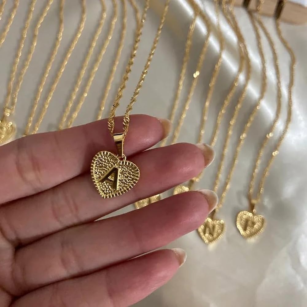 Amazon.com: Jacques Eclat 18K Gold Heart Letter B Necklace